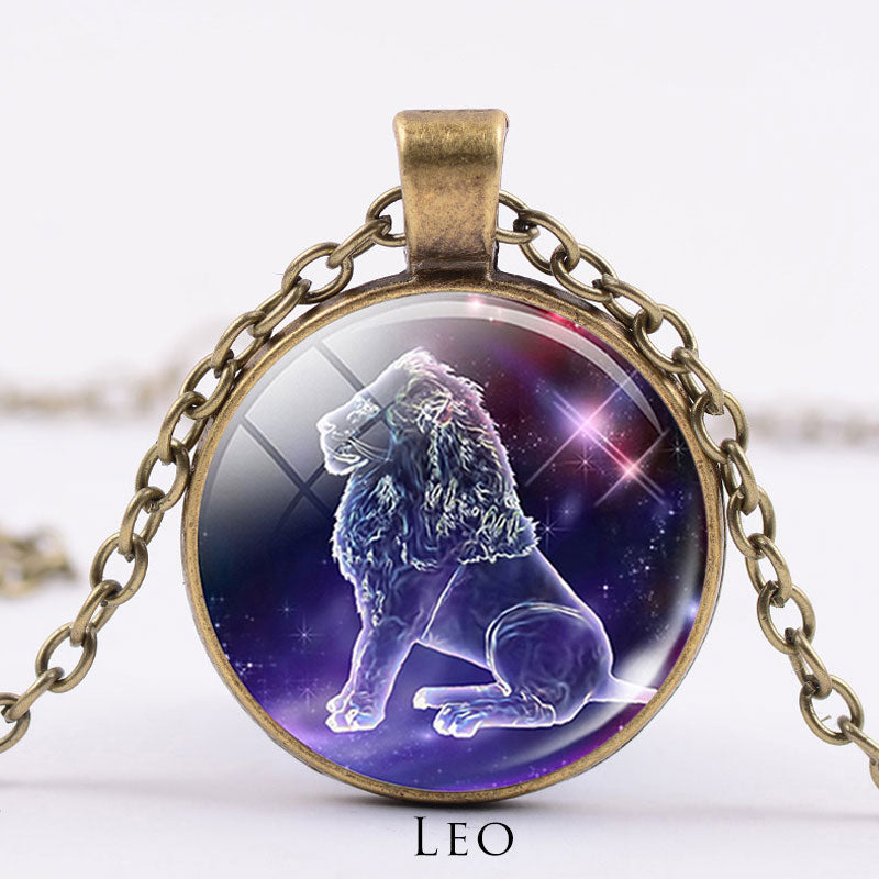 12 konstelacji zodiaku Księżyc Gwiaździste niebo Ochrona Błogosławieństwo Naszyjnik Wisiorek