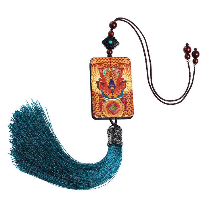 Buddha Stones PiXiu Drewno Hebanowe Szczęście Bogactwo Tassel Wisząca Dekoracja Samochodowa