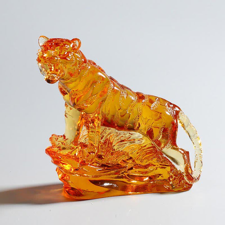 Ręcznie robiony Liuli Crystal Tiger Art Piece Ochrona Dekoracja Domu
