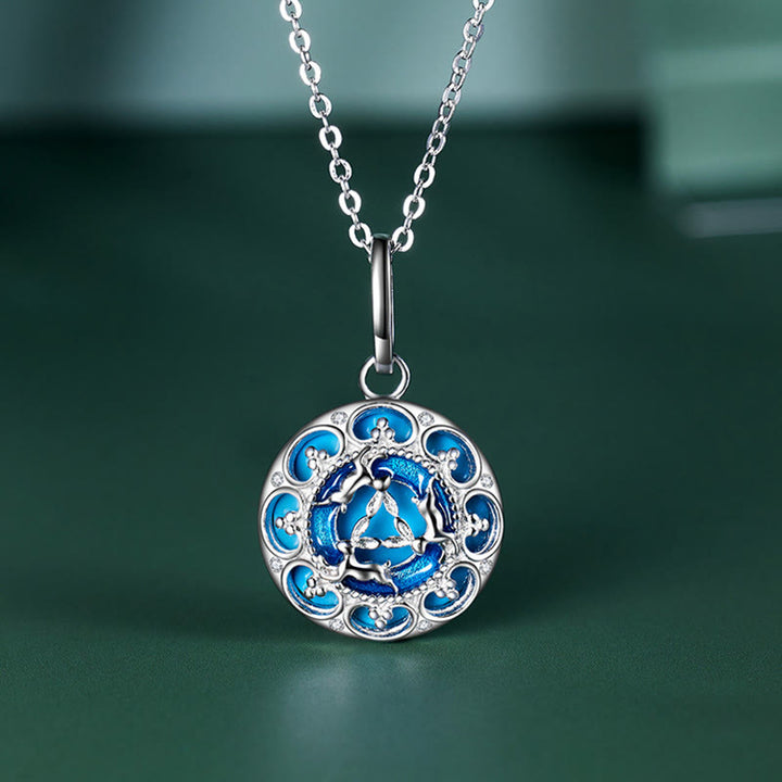 Buddha Stones 925 Srebro Sterling Okrągły Turkus Trzy Króliki Naszyjnik Wisiorek Równowaga