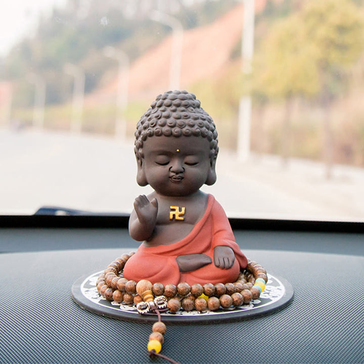 Buddha Stones Mały Budda Spokój Fioletowa Glina Dekoracja Biurka Domowego