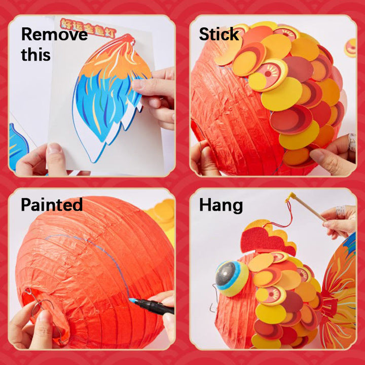 Buddha Stones DIY Powodzenia Koi Ryba Papierowa Lampa Latarnia Święto Środka Jesieni Dziecko Dzieci Dekoracja Latarni