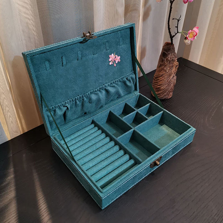 Buddha Stones Kwiaty Ważka Pudełko Organizator Biżuterii Jednowarstwowe Pudełko Do Przechowywania Biżuterii Flanelowe Pudełko