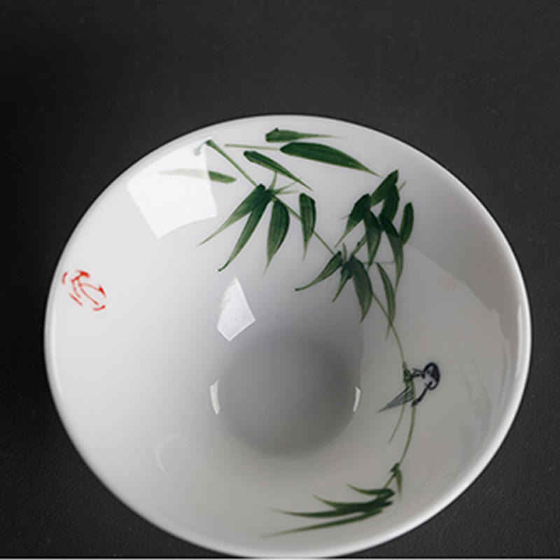 Buddha Stones Vintage Śliwkowa Orchidea Bambus Chryzantema Lotos Ryba Koi Ceramiczna Filiżanka Kung Fu Filiżanki do Herbaty
