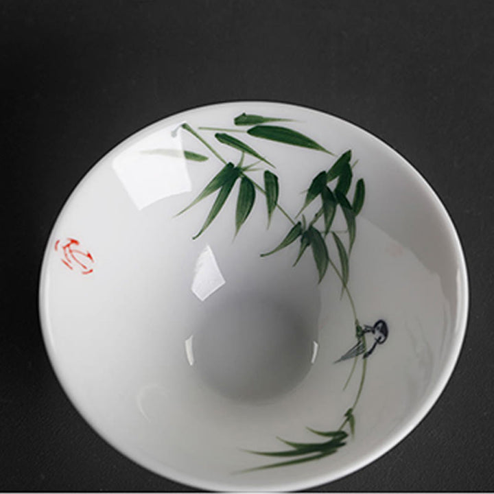 Buddha Stones Vintage Śliwkowa Orchidea Bambus Chryzantema Lotos Ryba Koi Ceramiczna Filiżanka Kung Fu Filiżanki do Herbaty