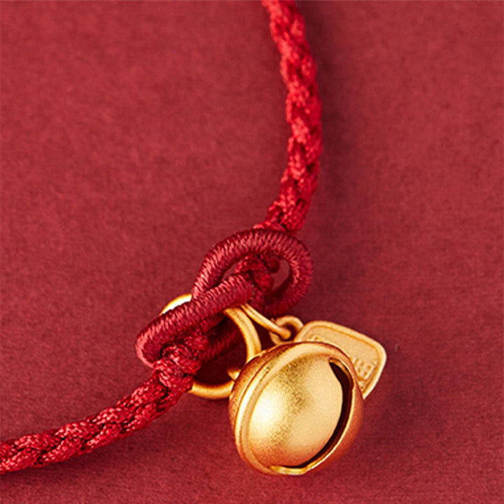 Buddha Stones ręcznie robione Fu Charakter Charm Szczęście Dzwonek Szczęścia Czerwona Bransoletka z Linii