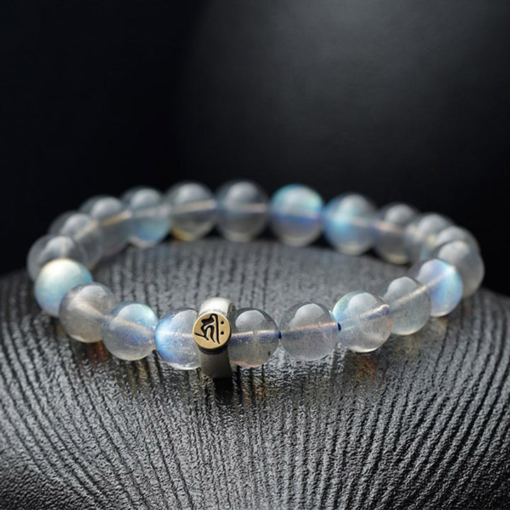 12 chińskich zodiakalnych bransoletek z kamieniem księżycowym i spokojną miłością