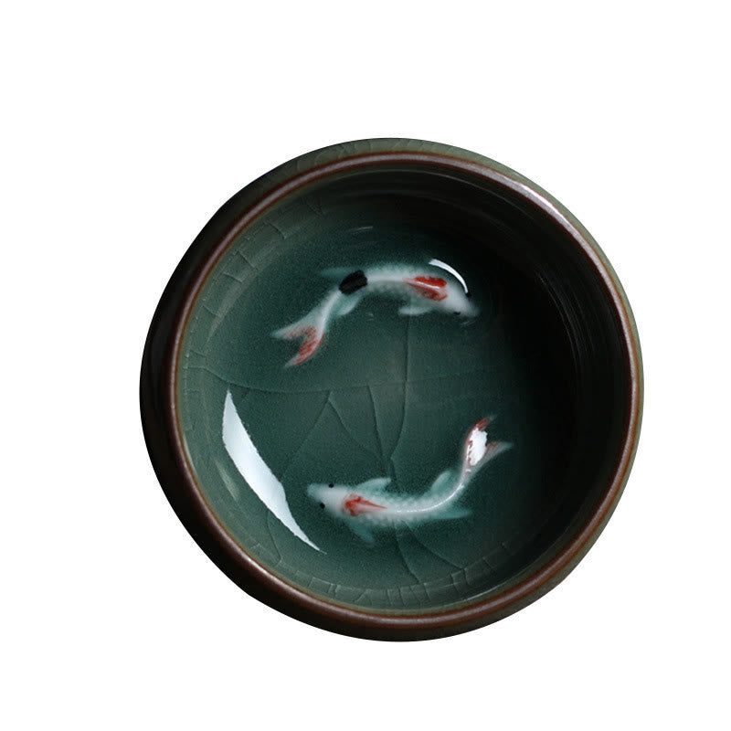 Buddha Stones Kolorowe Ryby Koi Ceramiczny Filiżanka Kung Fu Filiżanka Miska - image 7
