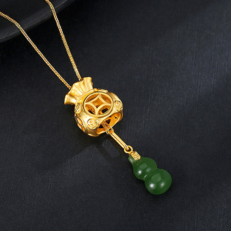 Buddha Stones Pomyślny Feng Shui Worek Pieniędzy Naszyjnik Z Jadeitu