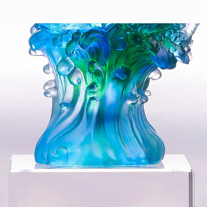 Buddha Stones Ręcznie Robione Błękitne Smoki Liuli Kryształowe Dzieło Sztuki Sukces Ochrona Dekoracja Domu Biuro - image 6