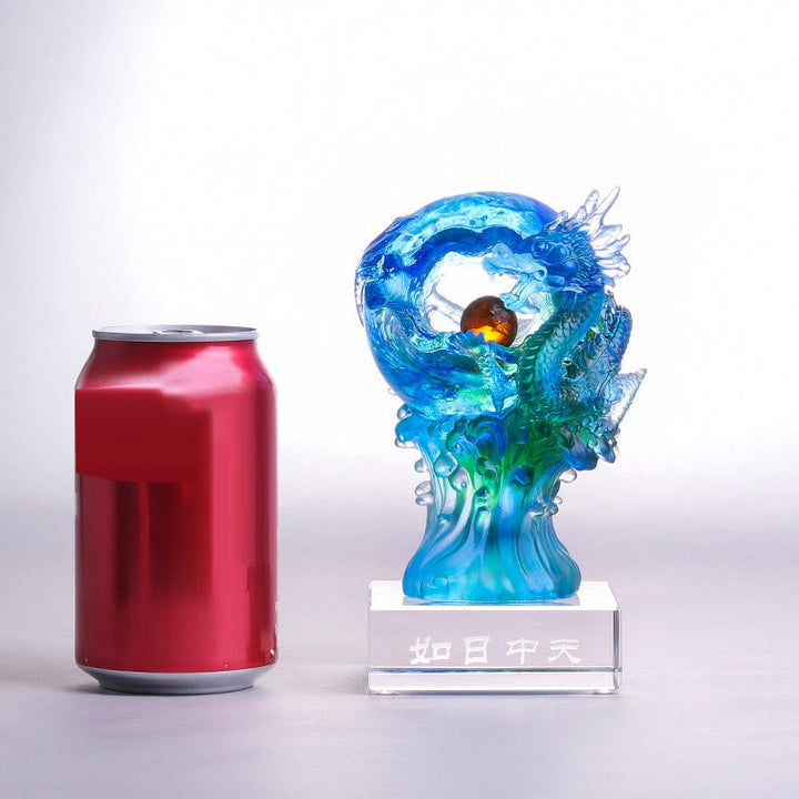 Buddha Stones Ręcznie Robione Błękitne Smoki Liuli Kryształowe Dzieło Sztuki Sukces Ochrona Dekoracja Domu Biuro - image 7