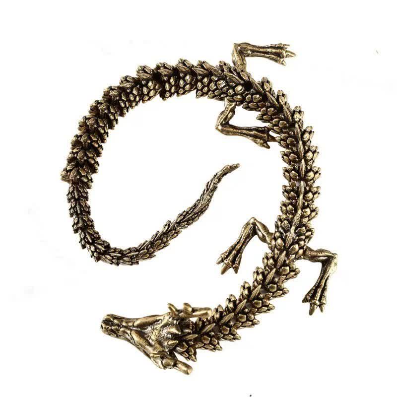 Mosiężny Miedziany Smok Bogactwo Szczęście Ochrona Statuetka Dekoracja Domu - image 5