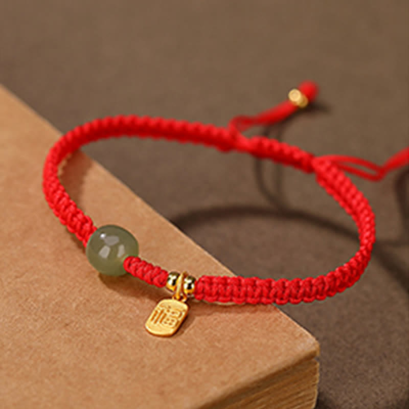 Bransoletka z czerwonego sznurka z Buddha Stones 925 ze srebra próby 925 i jadeitu Hetian Blessing Wealth