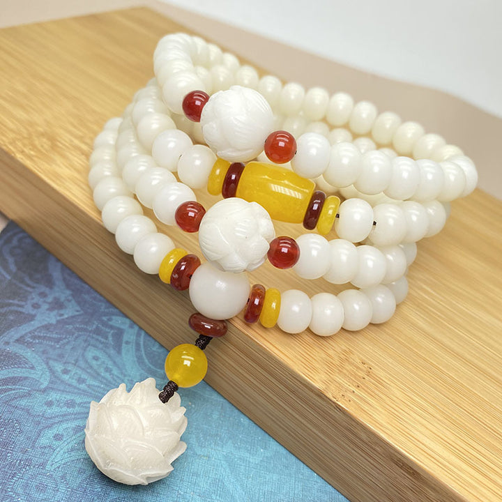 Buddha Stones Lotos Bodhi Nasiona Mala 108 Koraliki Bransoletka Ochronna
