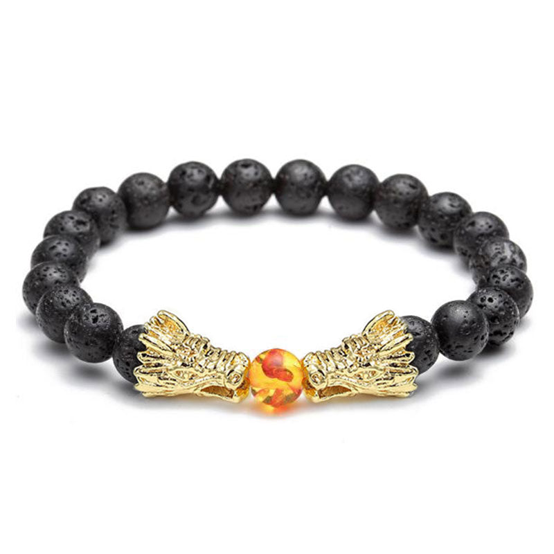 Bransoletka z koralików Buddha Stones White Turquoise Lava Rock Dragon Blessing - image 16