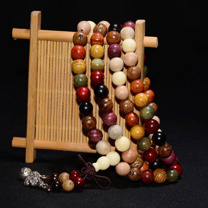 Buddha Stones 108 Koralików Wenge Drewno Mala Błogosławieństwo Medytacja Bransoletka