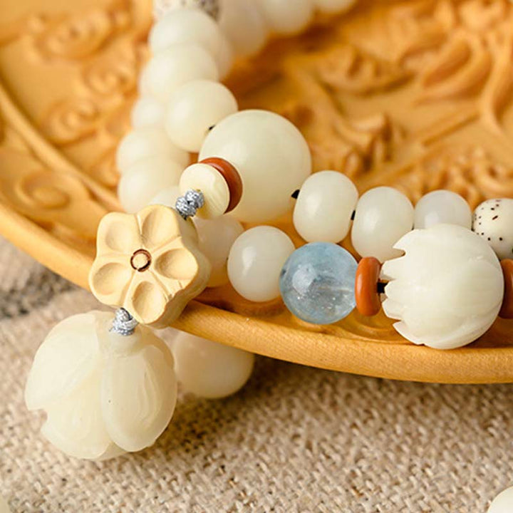 Bransoletka z białego jadeitu Bodhi Lotus z Buddha Stones