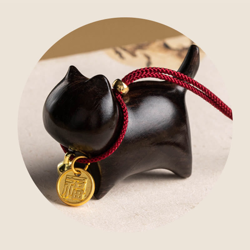 Buddha Stones Drewno Hebanowe Zielone Drzewo Sandałowe Szczęśliwy Kot Fu Charakter Szczęśliwy Dzwonek Fortuny Równowaga Samochód Wiszący Dekoracja - image 8
