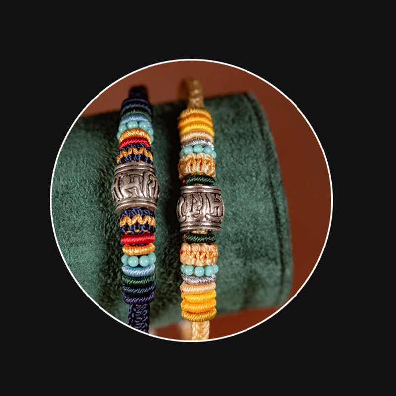 Buddha Stones Ręcznie robione 925 Srebro Sterling Tybetańskie Om Mani Padme Hum Czystość Bransoletka pleciona - image 14