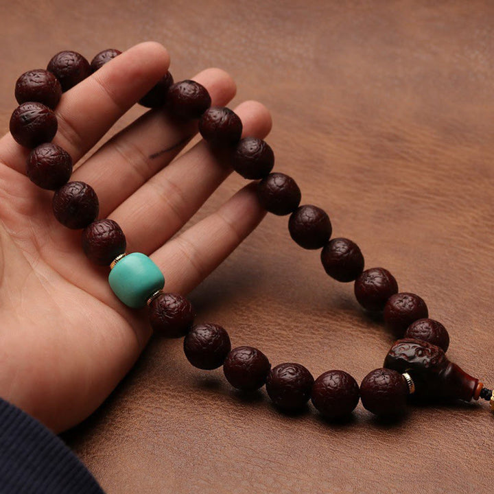 Buddha Stones Tybetańskie Nasiona Bodhi Agat Koralik Szczęście Bogactwo Tassel Charm Nadgarstek Mala