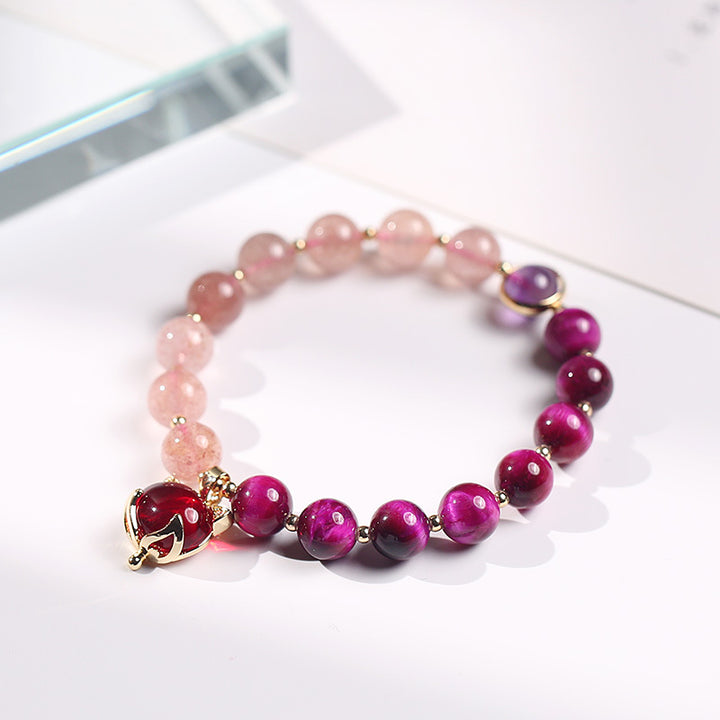 Bransoletka PiXiu Love z Buddha Stones Naturalny Kwarc Truskawkowy