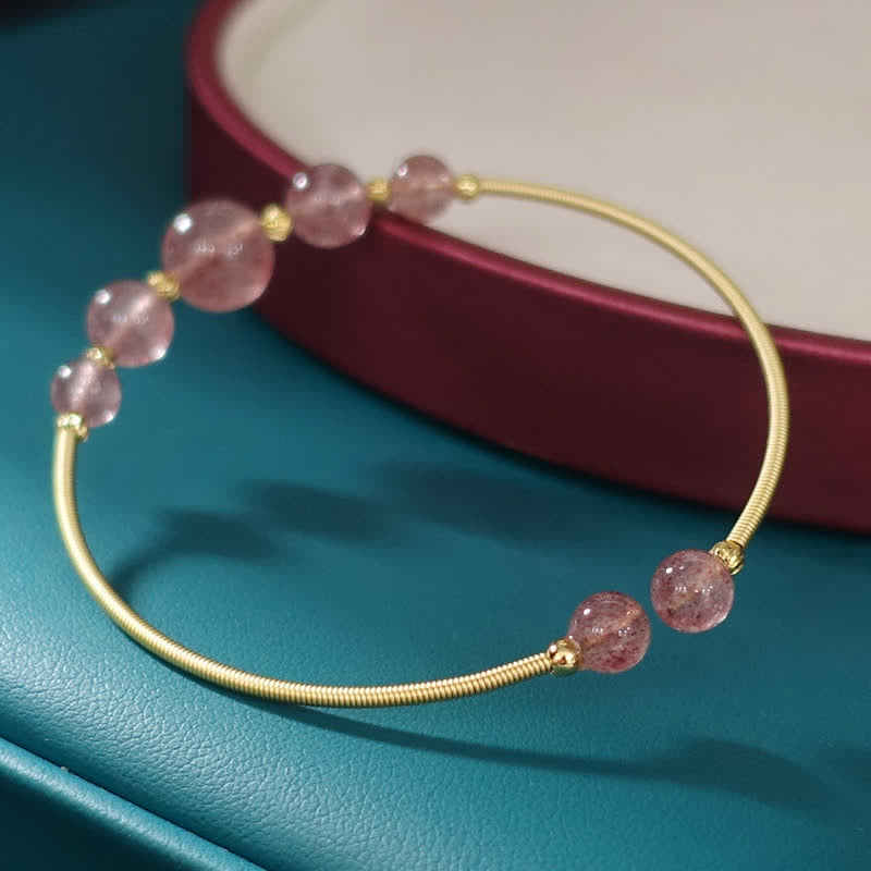 Bransoletka z Buddha Stones Naturalny Kwarc Truskawkowy Miłość Uzdrawiająca Bransoletka Bangle