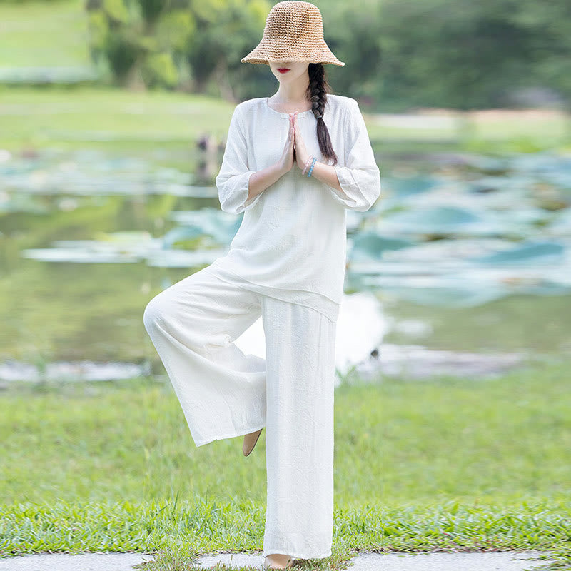 Tai Chi Medytacja Modlitwa Zen Duchowa Praktyka Poranek Odzież Zestaw Damski - image 2