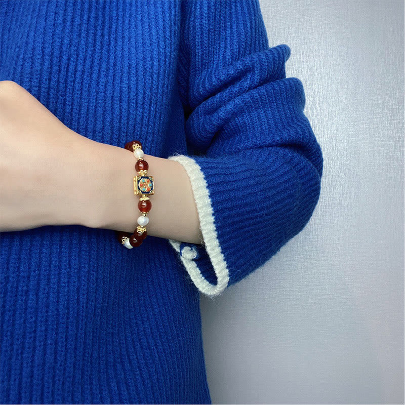 Buddha Stones Red Agat Pearl Confidence Self-accepting