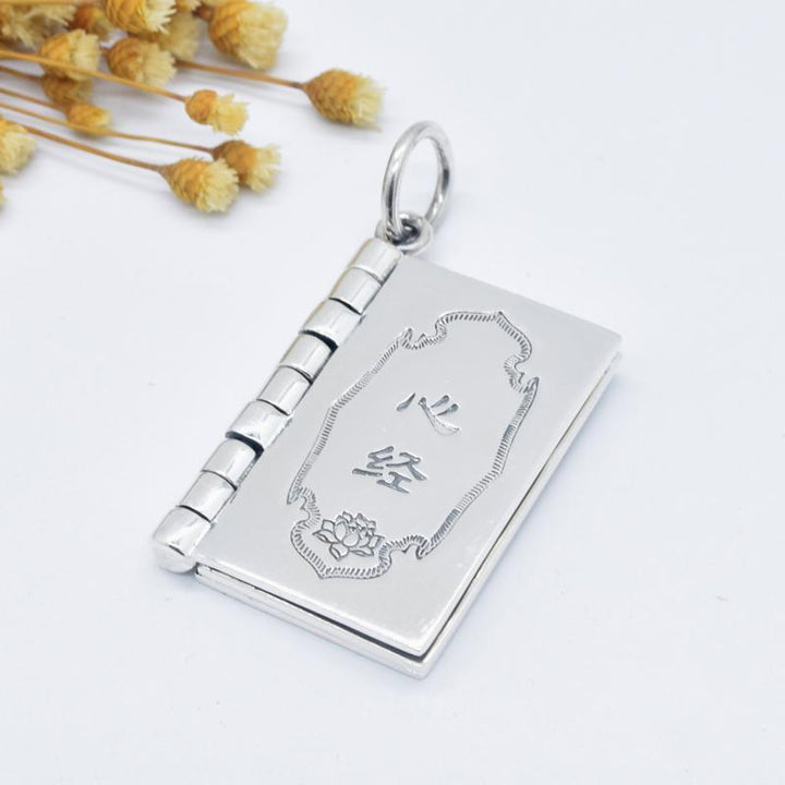 Buddha Stones 990 Srebro Sterling Sutra Serca Wielkie Współczucie Shurangama Mantra Lotus Vajra Naszyjnik Wisiorek Pokoju - Sutra Serca - image 5