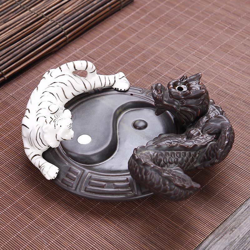 Buddha Stones Tygrys Smok Cofanie Dymu Fontanna Ceramiczna Yin Yang Błogosławieństwo Kadzidło Palnik Dekoracja