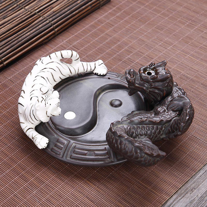 Buddha Stones Tygrys Smok Cofanie Dymu Fontanna Ceramiczna Yin Yang Błogosławieństwo Kadzidło Palnik Dekoracja