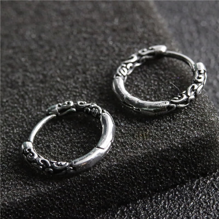 Kolczyki Buddha Stones Viking Celtic Hoop Titanium Steel Balance