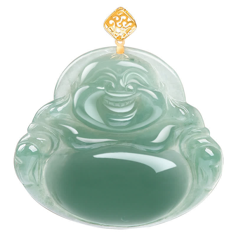 Śmiejący się Budda Naturalny Jadeitowy Naszyjnik Wisiorek Dobrobyt Obfitość - image 9