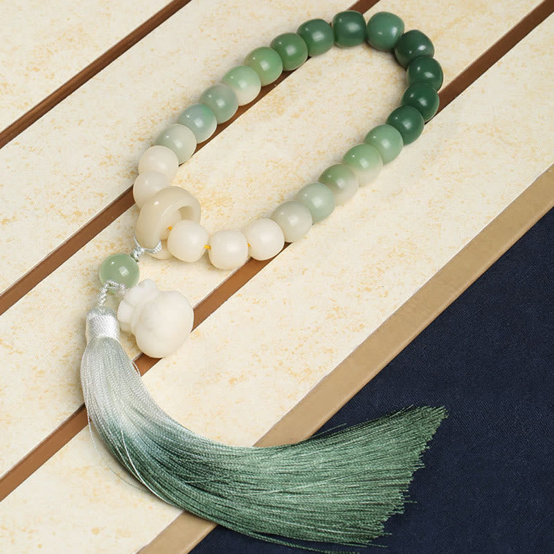 Buddha Stones Naturalny Gradient Bodhi Nasiona Fortuny Pieniądze Worek Lotos Mądrość Tassel Nadgarstek Mala