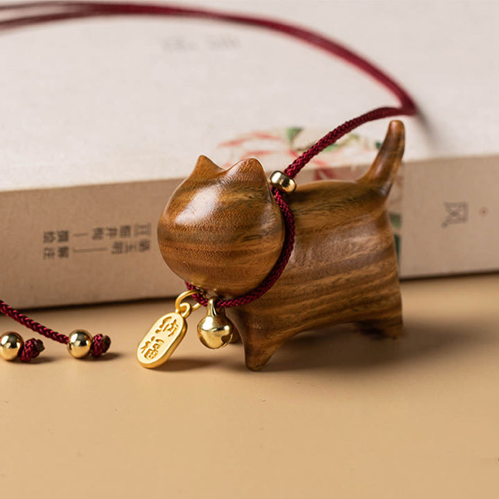 Buddha Stones Drewno Hebanowe Zielone Drzewo Sandałowe Szczęśliwy Kot Fu Charakter Szczęśliwy Dzwonek Fortuny Równowaga Samochód Wiszący Dekoracja - image 11