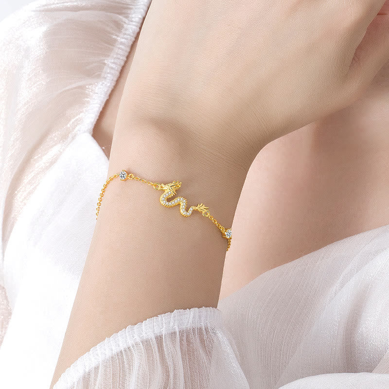 Buddha Stones 925 Srebro Sterling Rok Smoka Pomyślny Złoty Smok Szczęście Czerwona Bransoletka Łańcuchowa - image 14