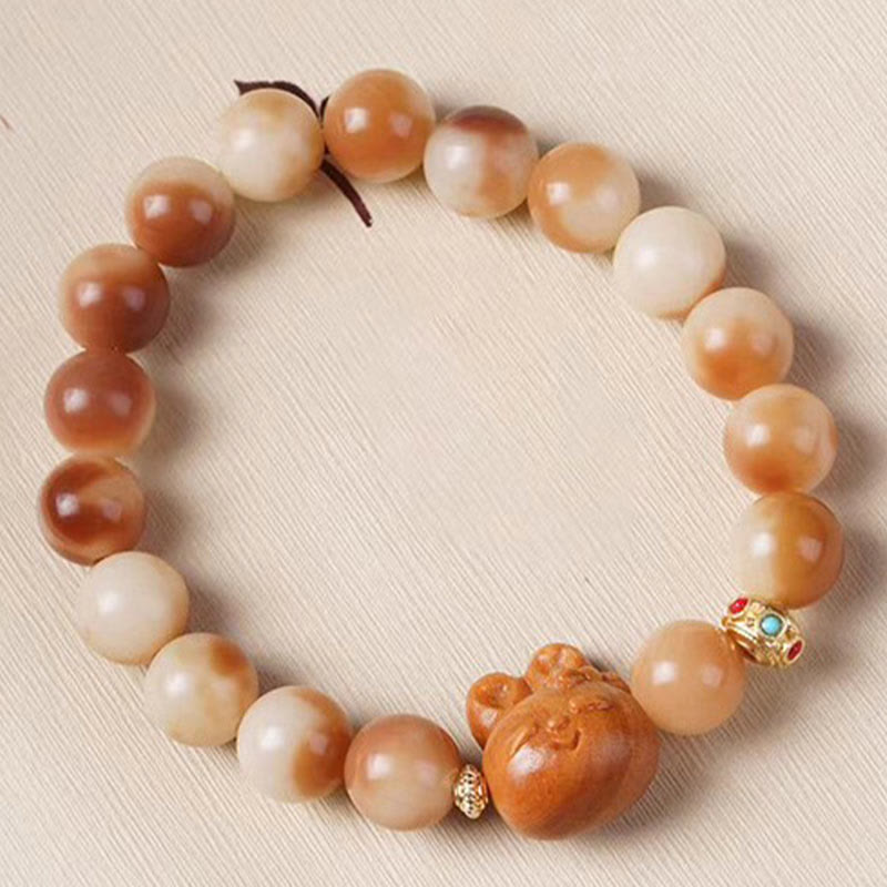 Buddha Stones Naturalne Nasiona Bodhi Piękna Bransoletka Spokoju Królika