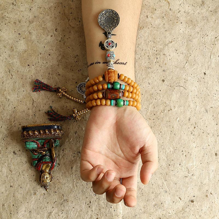 Buddha Stones Tybet 108 Mala Koraliki Bodhi Seed Bagua Vajra Bransoletka bogactwa