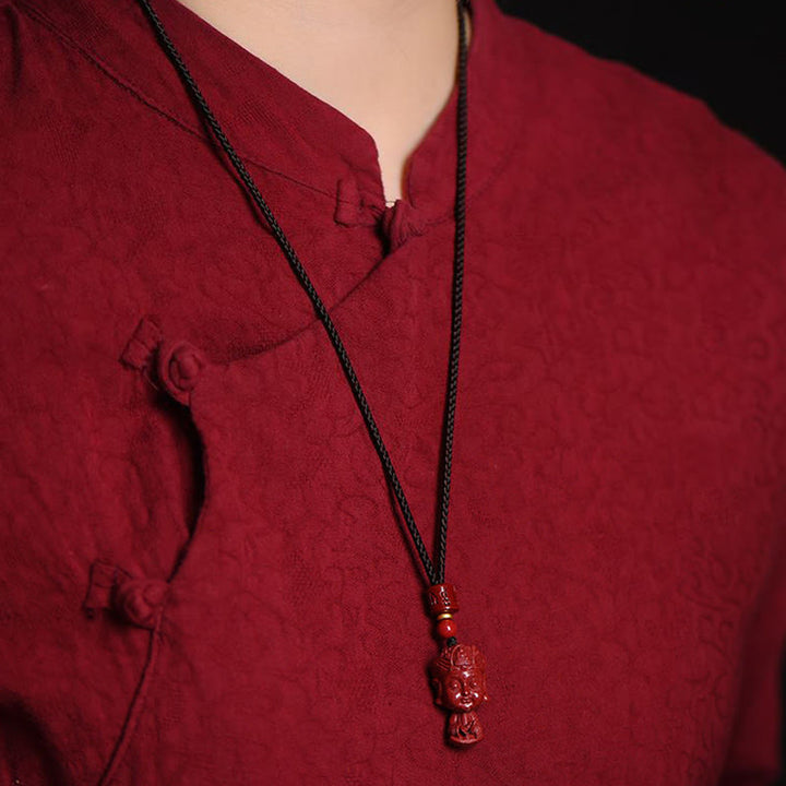 Buddha Stones Chiński Zodiak Natal Budda Naturalny Cynober Amulet Trzymający Z Daleka Złe Duchy Naszyjnik Wisiorek