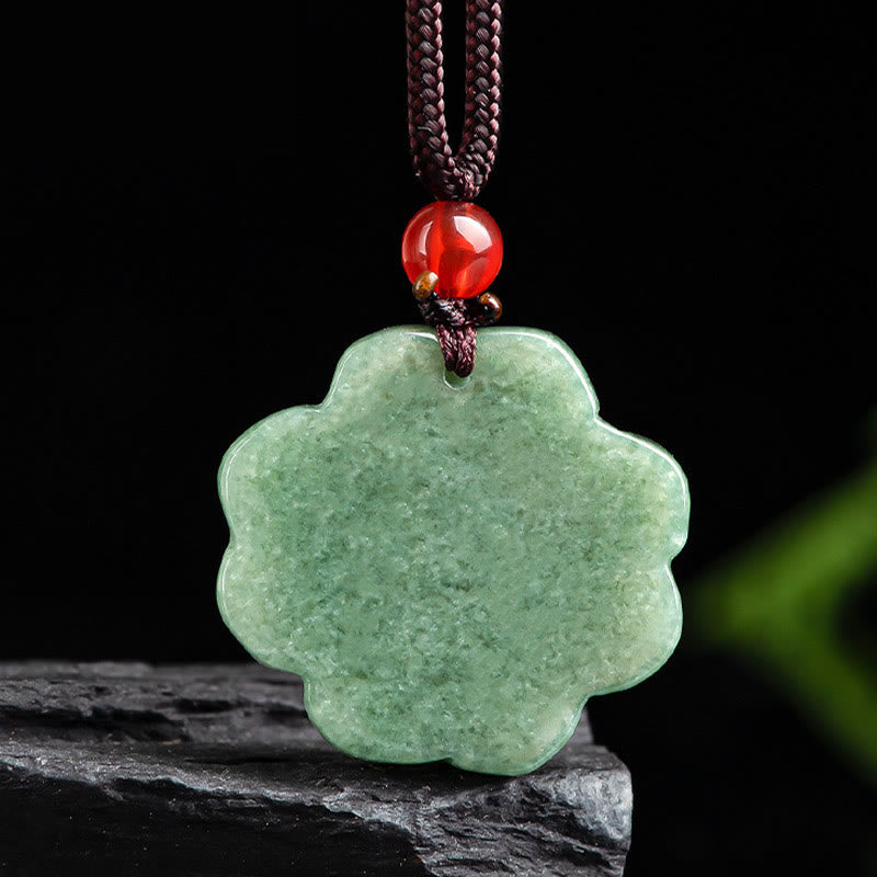 Naturalny naszyjnik z Buddha Stones, koniczyna czterolistna, szczęście, jadeit, dobrobyt
