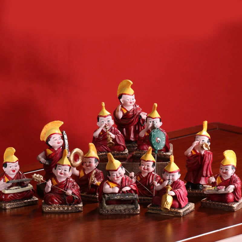 Buddha Stones malowane ręcznie tybetańskie figurki Lamy rzeźbione kreatywne ozdoby do dekoracji domu i biura