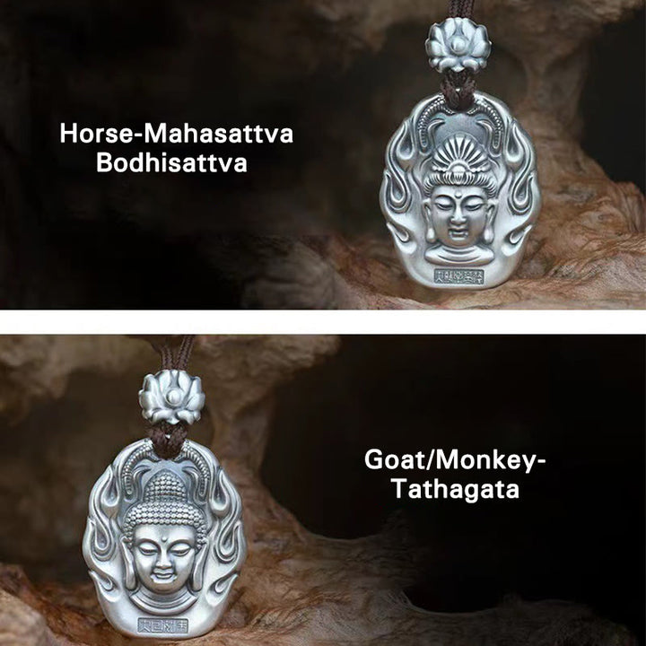 Buddha Stones Chiński Zodiak Natal Budda Om Mani Padme Hum Lotus Współczucie Naszyjnik Wisiorek - image 23