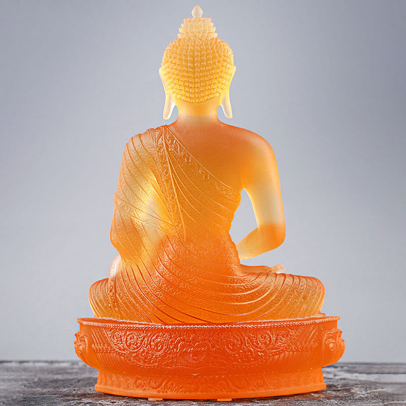 Buddha Stones Figurka Buddy wykonana ręcznie Liuli Dzieło sztuki Posąg spokoju Oferta domowa Dekoracja - image 10