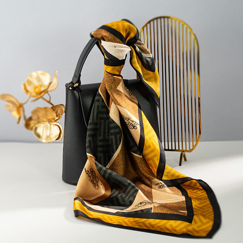 Kamienie Buddha Stones Dżungla Olej Malarstwo Pomyślne Chmury 100% Jedwabny Szalik Morwowy Premium Grade 6A Dwustronny Jedwabny Szalik na Szyję - image 21