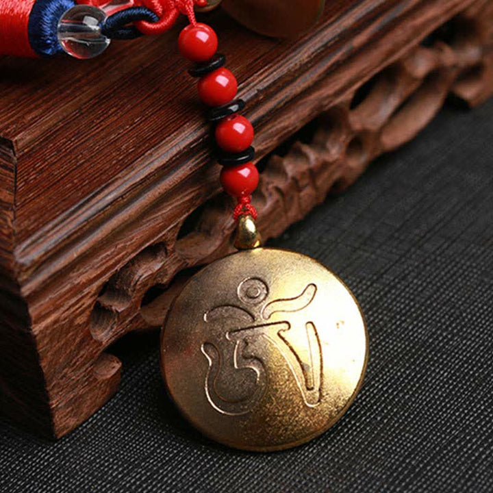 Buddha Stones Tybet Om Mani Padme Hum Koło Modlitewne Dziewięć Pałac Osiem Trygramów Miedziany Samochód Wiszący Dekoracja