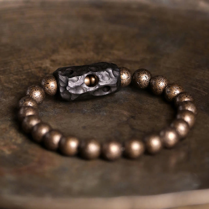 Buddha Stones Tybet Heban Drewno Miedź Pokój Równowaga Bransoletka Koralikowa