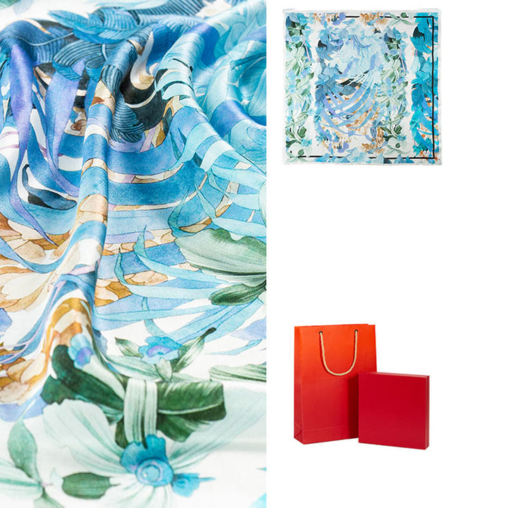 Kamienie Buddha Stones Dżungla Olej Malarstwo Pomyślne Chmury 100% Jedwabny Szalik Morwowy Premium Grade 6A Dwustronny Jedwabny Szalik na Szyję - image 15