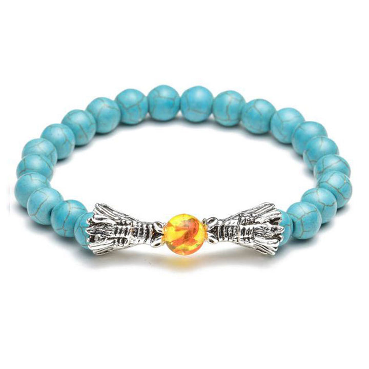 Bransoletka z koralików Buddha Stones White Turquoise Lava Rock Dragon Blessing