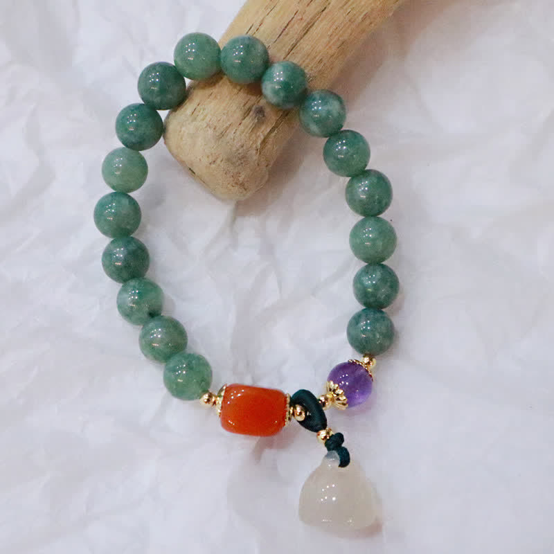 Buddha Stones Cyan Jade Lotos Dynia Życzenie Pokoju Klamra Ametyst Kryształ Uzdrawiająca Bransoletka