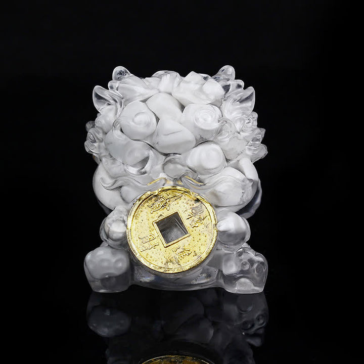 Buddha Stones Ręcznie Robione Słodkie PiXiu Złota Moneta Kryształ Fengshui Energia Bogactwo Fortuna Dekoracja Domu - Biały turkus - image 19